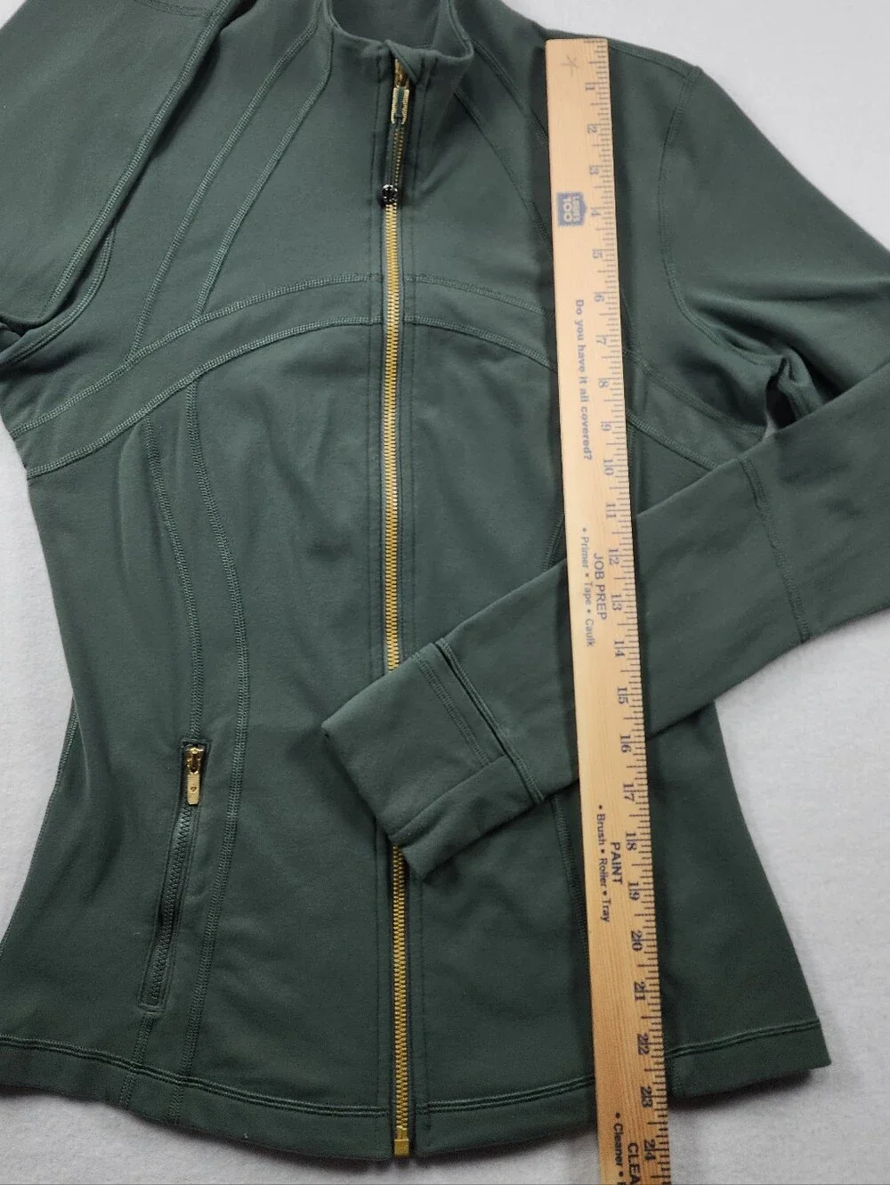Lululemon Define Jacket Luon Green Gold Zip Thumbholes Size 8